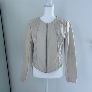 H by Halston Light Beige Leather Jacket